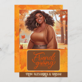 Curvy Black Woman Friendsgiving Gift Card Holder Inbjudningar