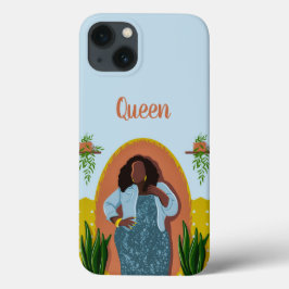 Curvy, Black Woman, Houseplant, Mustard & Blue