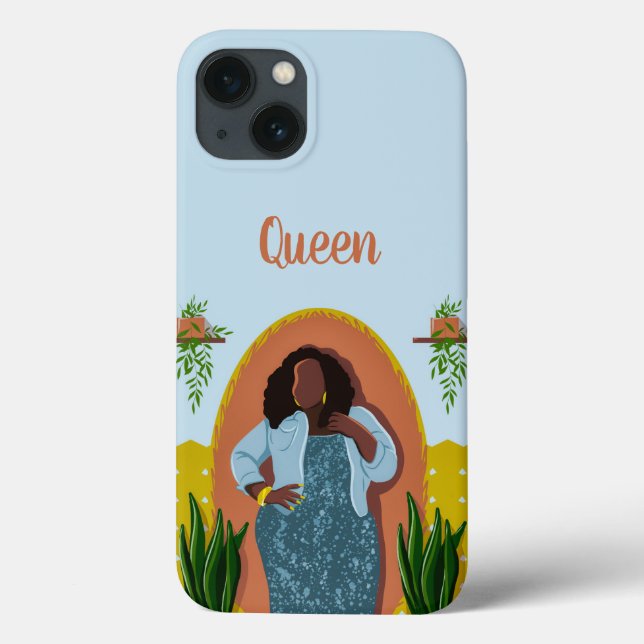 Curvy, Black Woman, Houseplant, Mustard & Blue (Baksida)
