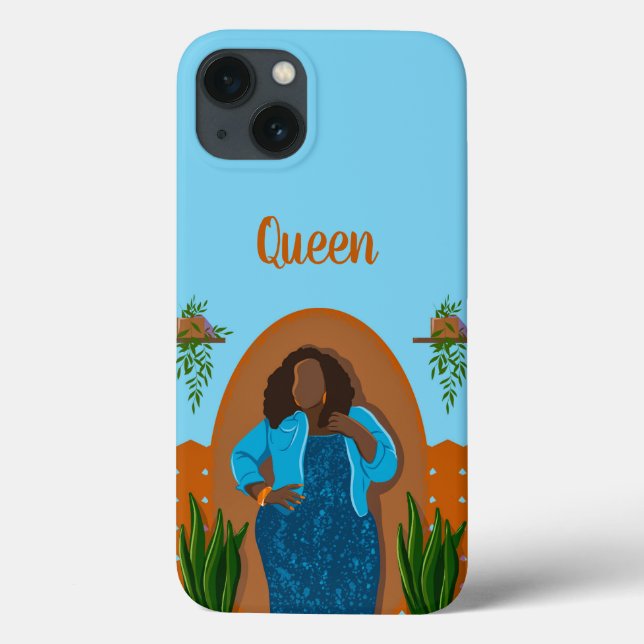 Curvy, Black Woman, Houseplant, Orange & Blue (Baksida)
