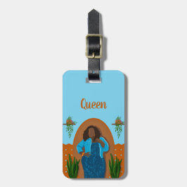 Curvy, Black Woman, Houseplant, Orange & Blue Bagagebricka