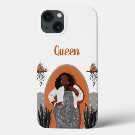Curvy, Black Woman, Houseplant, Orange & Grått