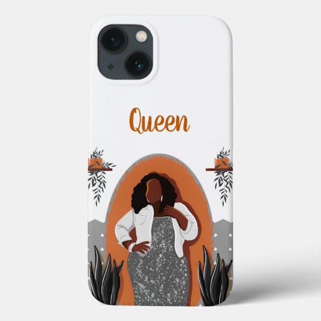 Curvy, Black Woman, Houseplant, Orange & Grått (Baksida)