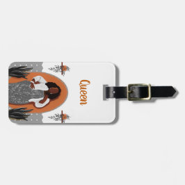 Curvy, Black Woman, Houseplant, Orange & Grått Bagagebricka