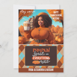 Curvy Black Woman Pumpkin Spice Gift Card Holder Inbjudningar