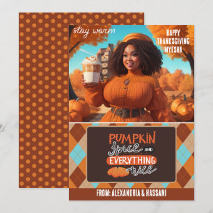 Curvy Black Woman Pumpkin Spice Gift Card Holder Inbjudningar