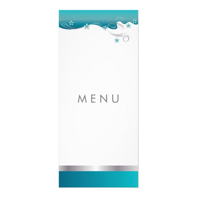 Curvy blom- design för turkosblått reklamkort (Baksidan)