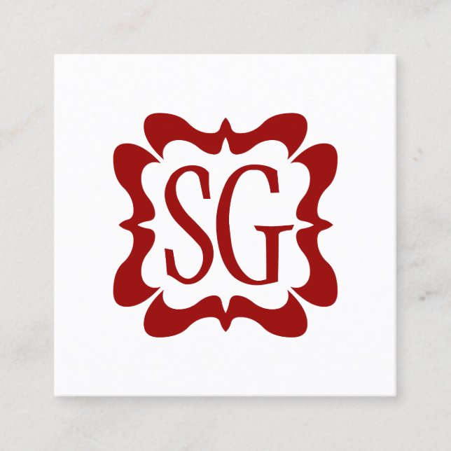 Curvy Box 02 - Initialer - Ruby Red Fyrkantigt Visitkort (Framsida)