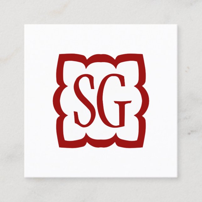 Curvy Box 03 - Initialer - Ruby Red Fyrkantigt Visitkort (Framsida)