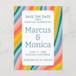 Curvy Colorful Rand Rainbow Line Spara datum Vykort