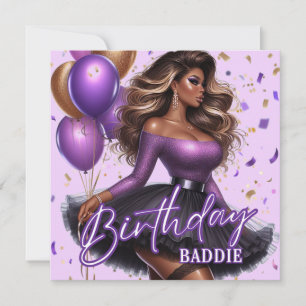 Curvy Glam African American Woman Lila Birthday Kort