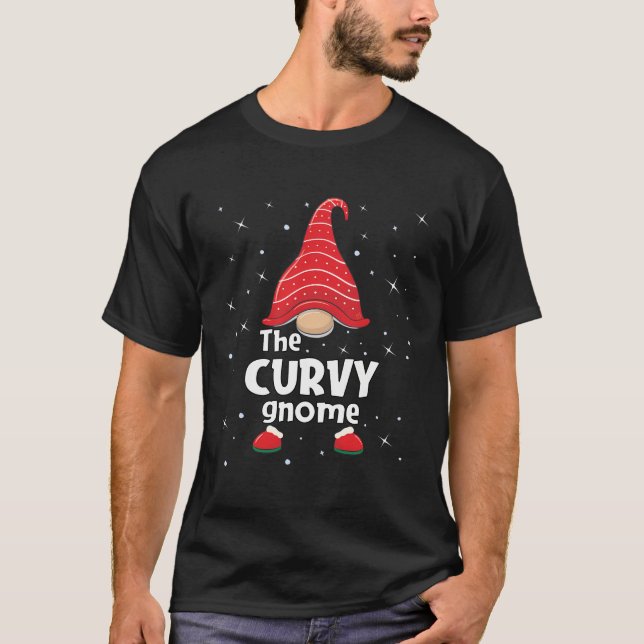 Curvy Gnome-familjen matchande julklapp - gift P T Shirt (Framsida)
