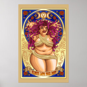 Curvy Goddes Alltid Kärlek Din kropp poster måne