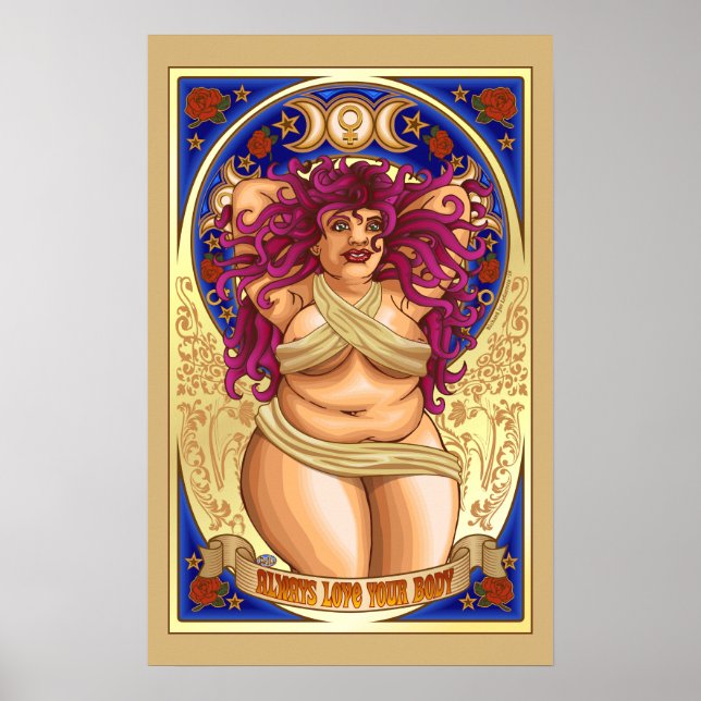 Curvy Goddes Alltid Kärlek Din kropp poster måne (Framsidan)