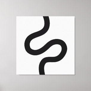 Curvy Line 02 - Black on White Canvastryck