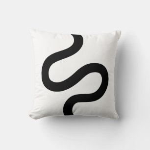 Curvy Line 02 - Black on White Kudde