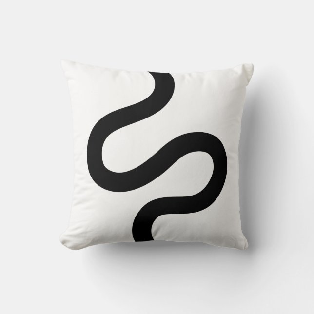 Curvy Line 02 - Black on White Kudde (Framsida)