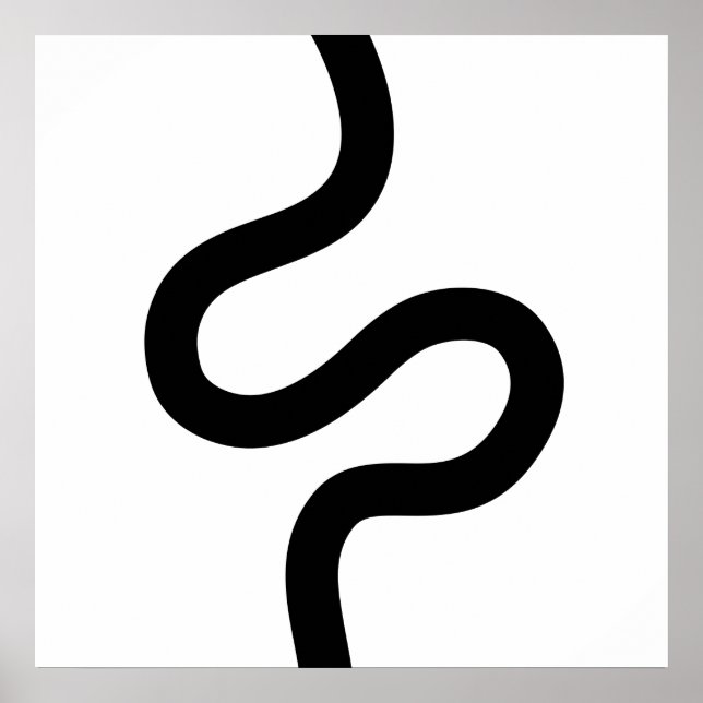 Curvy Line 02 - Black on White Poster (Framsidan)