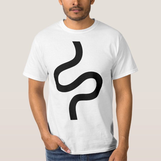Curvy Line 02 - Black on White T Shirt (Framsida)