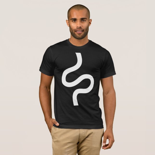 Curvy Line 02 - White on Black T Shirt (Hel framsida)