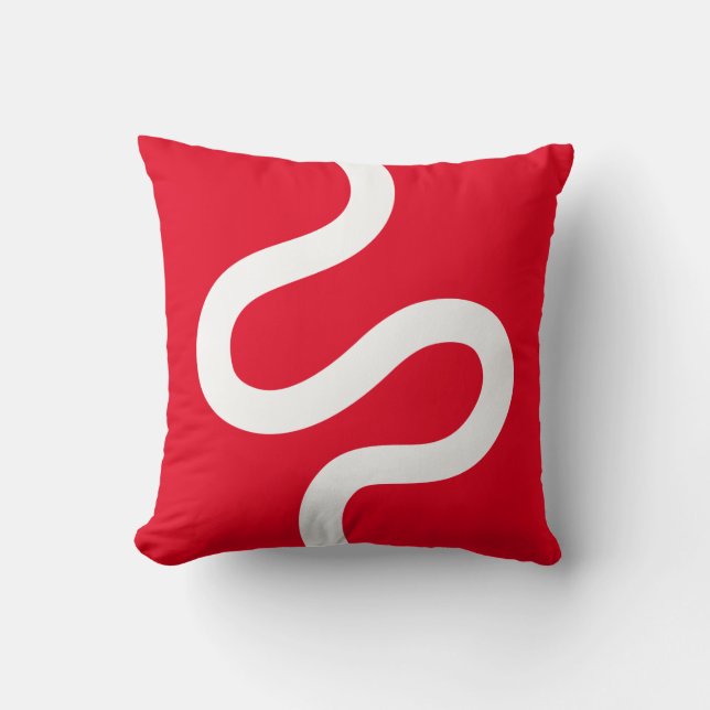 Curvy Line 02 - White on Red Kudde (Framsida)