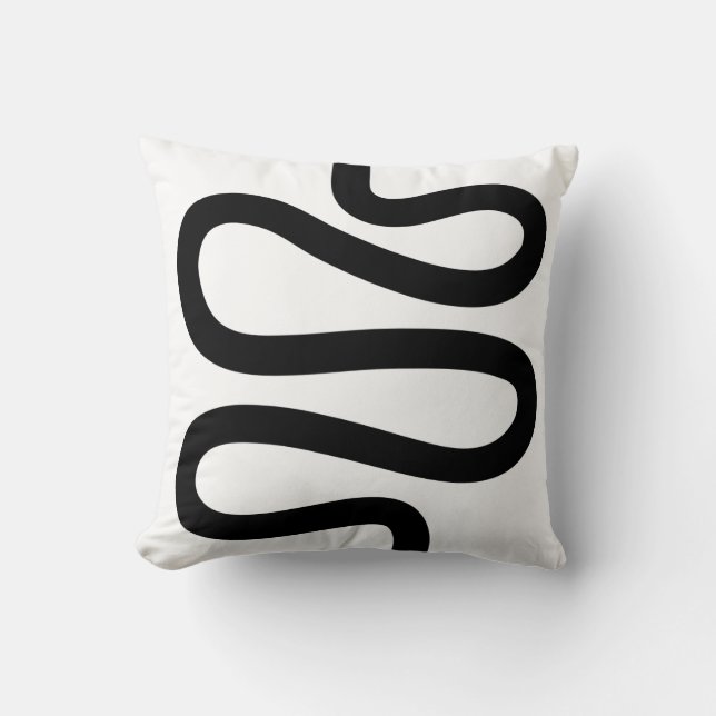 Curvy Line - Svartvit Kudde (Framsida)