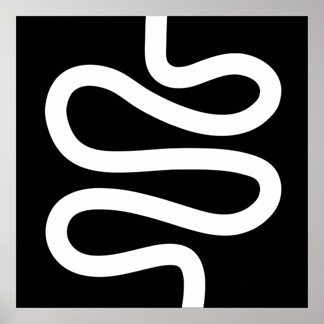 Curvy Line - vit på svart Poster (Framsidan)