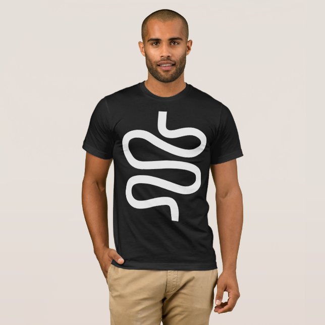 Curvy Line - vit på svart T Shirt (Hel framsida)