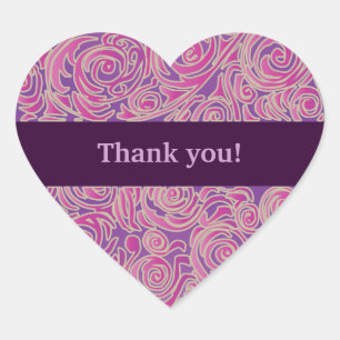 Curvy Linjer Batik Rosa Heart Sticker Hjärtformat Klistermärke