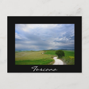 Curvy road in Toskana black postcard Vykort
