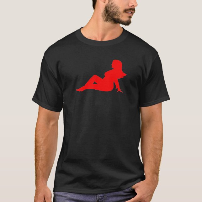 Curvy RÖD stänkskärmflicka Tee Shirt (Framsida)