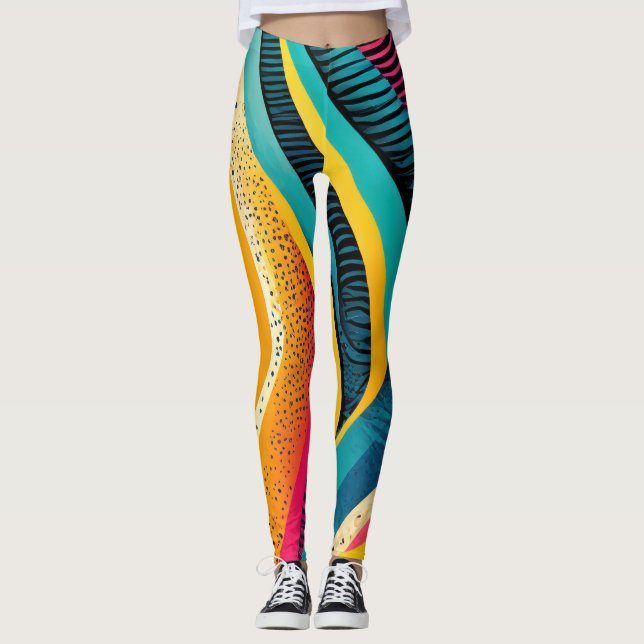 Curvy struktur i levande färg leggings (Framsida)