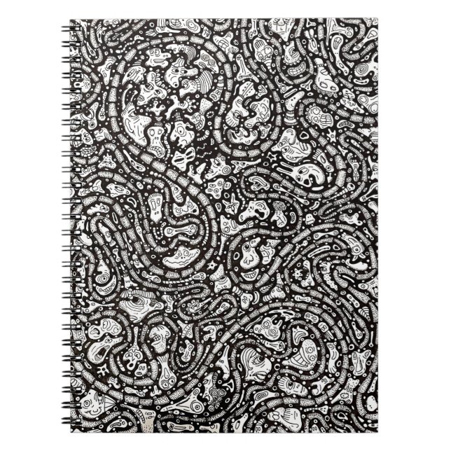 Curvy Twisty Cartoon Weird Faces Design Anteckningsbok (Framsidan)