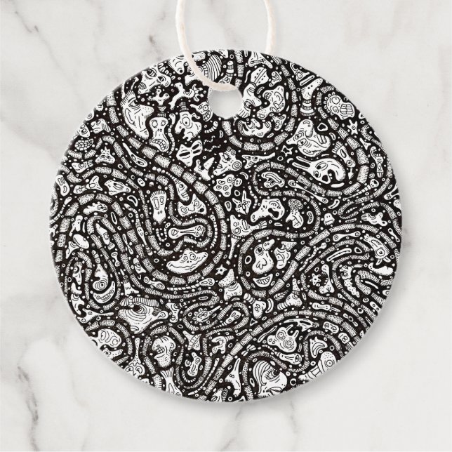 Curvy Twisty Cartoon Weird Faces Design Gåvor Etiketter (Framsida)