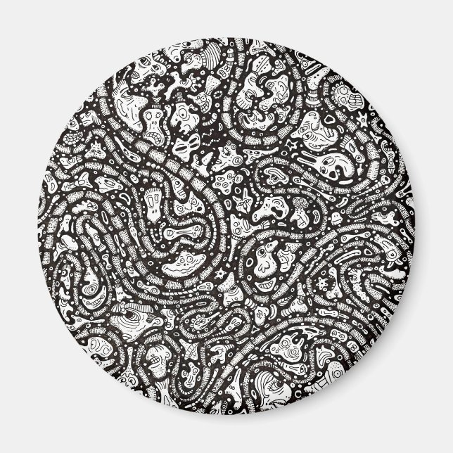 Curvy Twisty Cartoon Weird Faces Design Magnet (Framsidan)