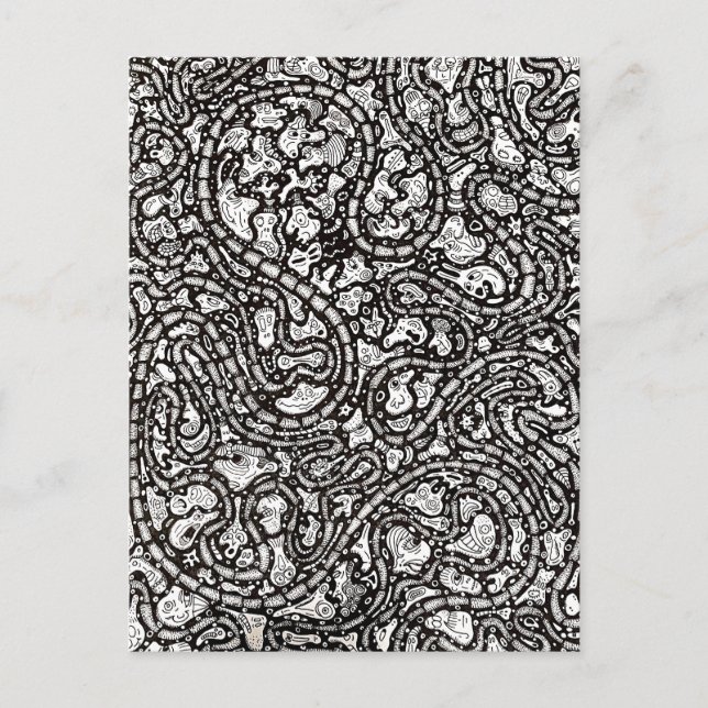 Curvy Twisty Cartoon Weird Faces Design Vykort (Framsida)