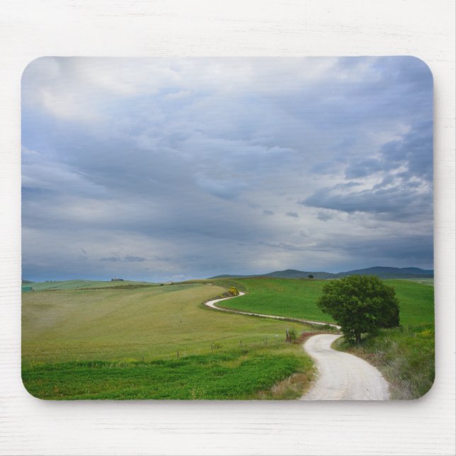Curvy väg in mot en destinationsmousepad musmatta (Framsidan)