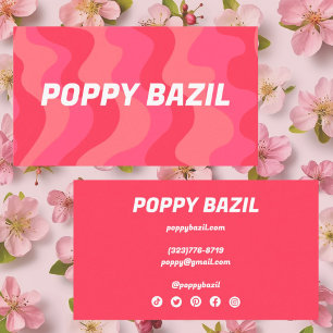 Curvy Vågigt Rand minimalistisk Bright Rosa Retro Visitkort