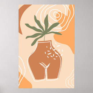 Curvy Vas Abstrakt Boho Art Print Poster