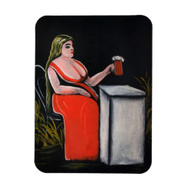 Curvy Woman med Mugg av Beer Magnet