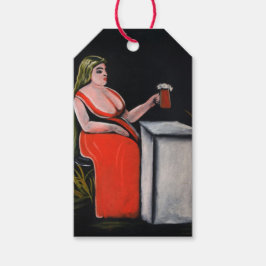 Curvy Woman med Mugg av Beer Presentetikett