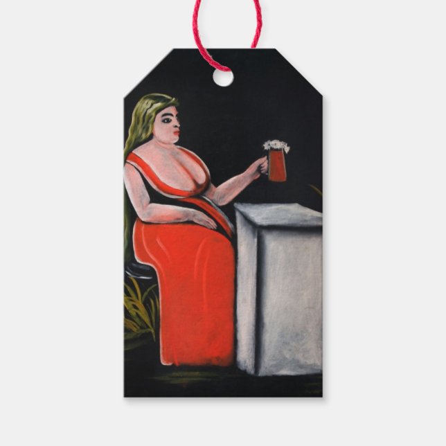 Curvy Woman med Mugg av Beer Presentetikett (Framsidan)