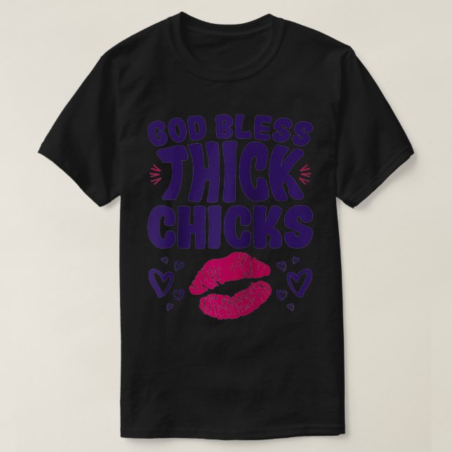 Curvy Women Välsigna dig Tick Chickar T Shirt (Design framsida)