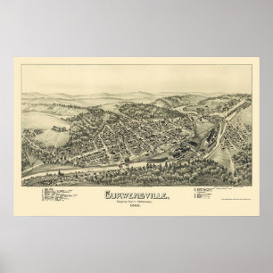 Curwensville, PA Panoramic Karta - 1895 Poster