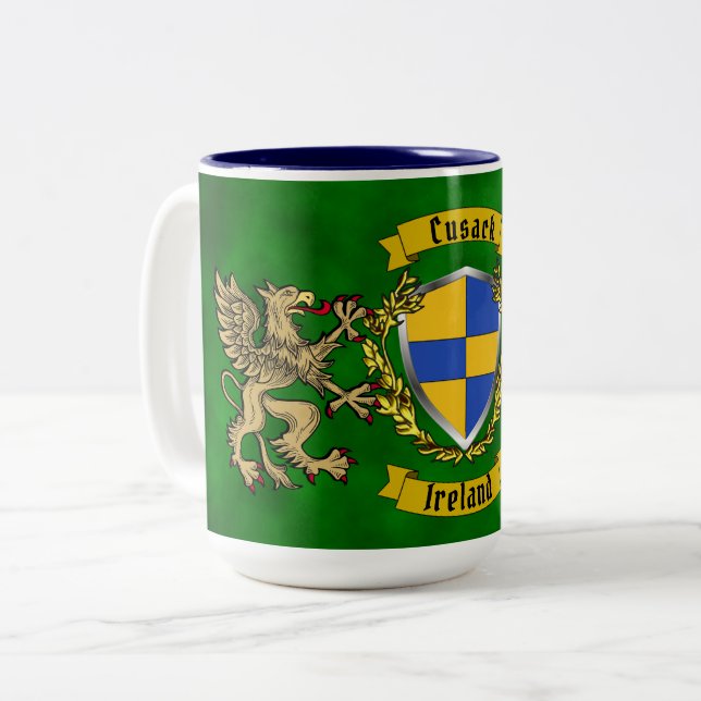 Cusack Irish Shield & Griffins Två-Tonad Mugg (Framsida vänster)