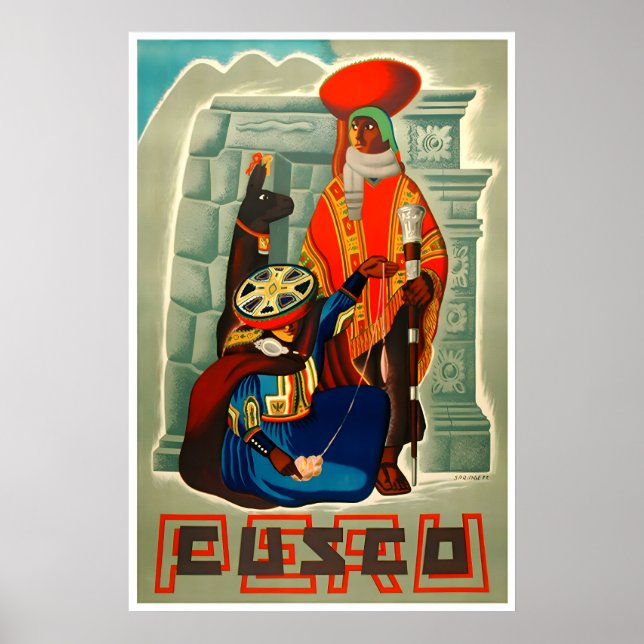 Cusco Art Peru Travel Poster Print (Framsidan)
