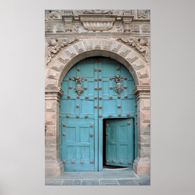 Cusco Church Aqua Door Poster (Framsidan)