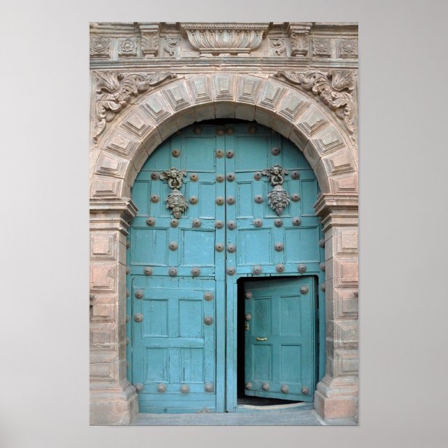 Cusco Church Aqua Door Poster (Framsidan)
