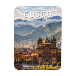Cusco Peru Illustration Resa Konst Vintage Magnet