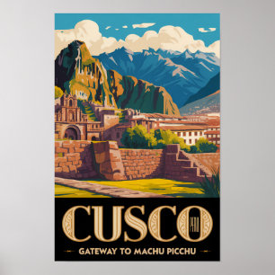 Cusco Peru Illustration Resa Konst Vintage Poster
